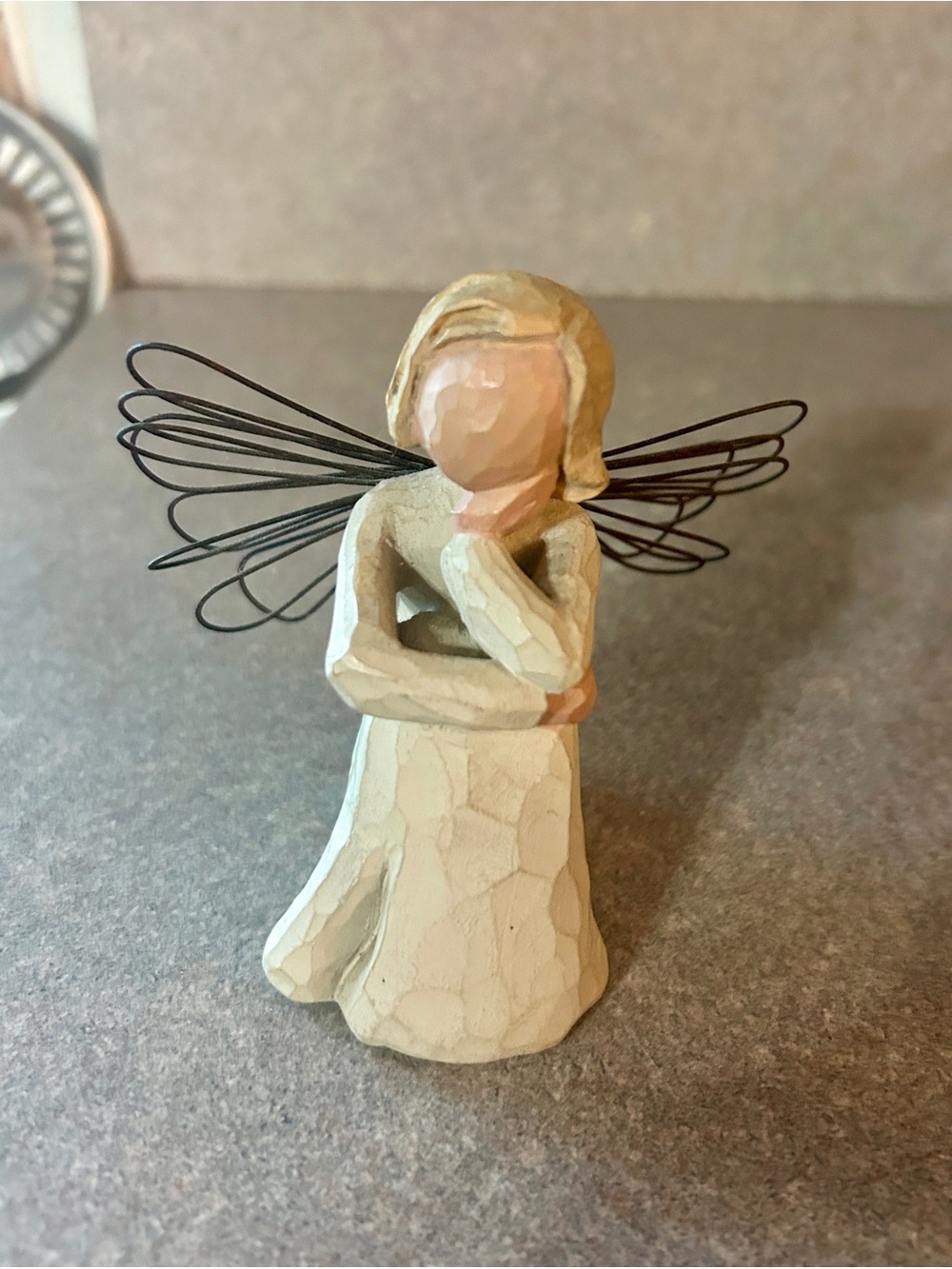 Willow Tree Cream Angel Figurine with Black Wire Wings